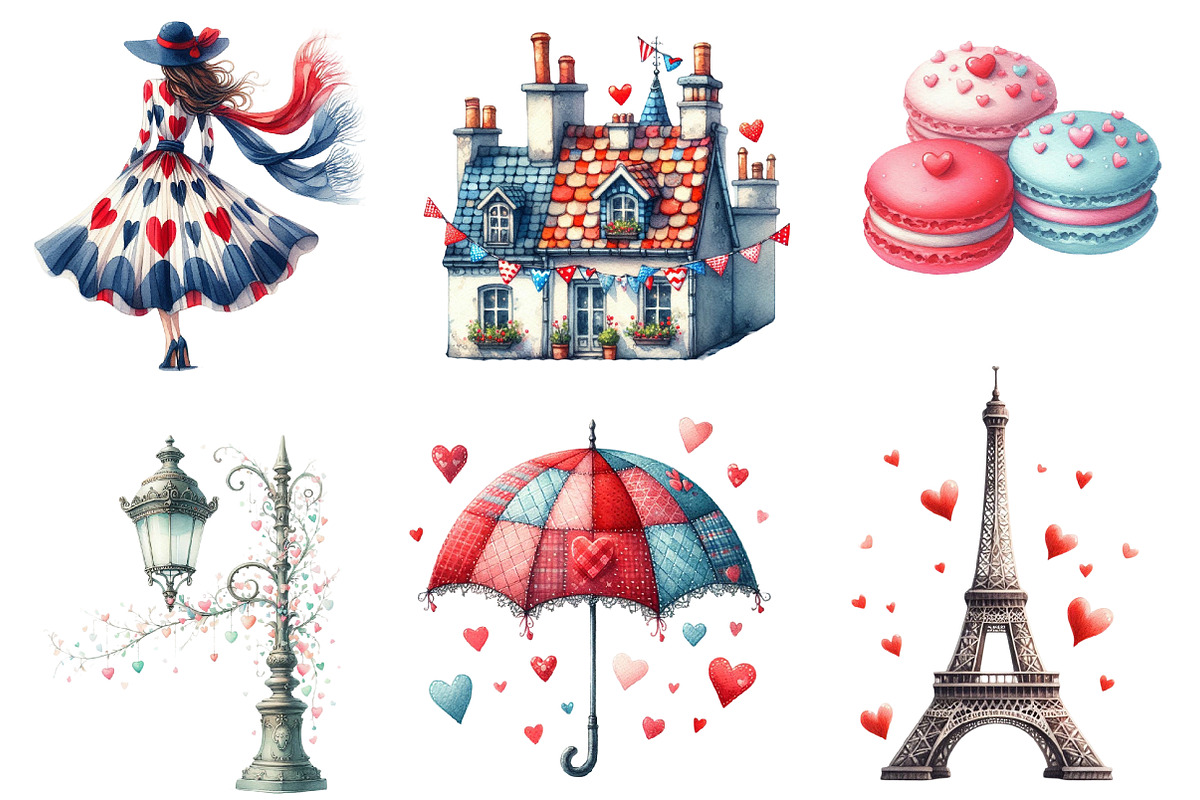 Parisian Valentine Day Clipart, an Illustration by Designworld (Photo 4 of 5)