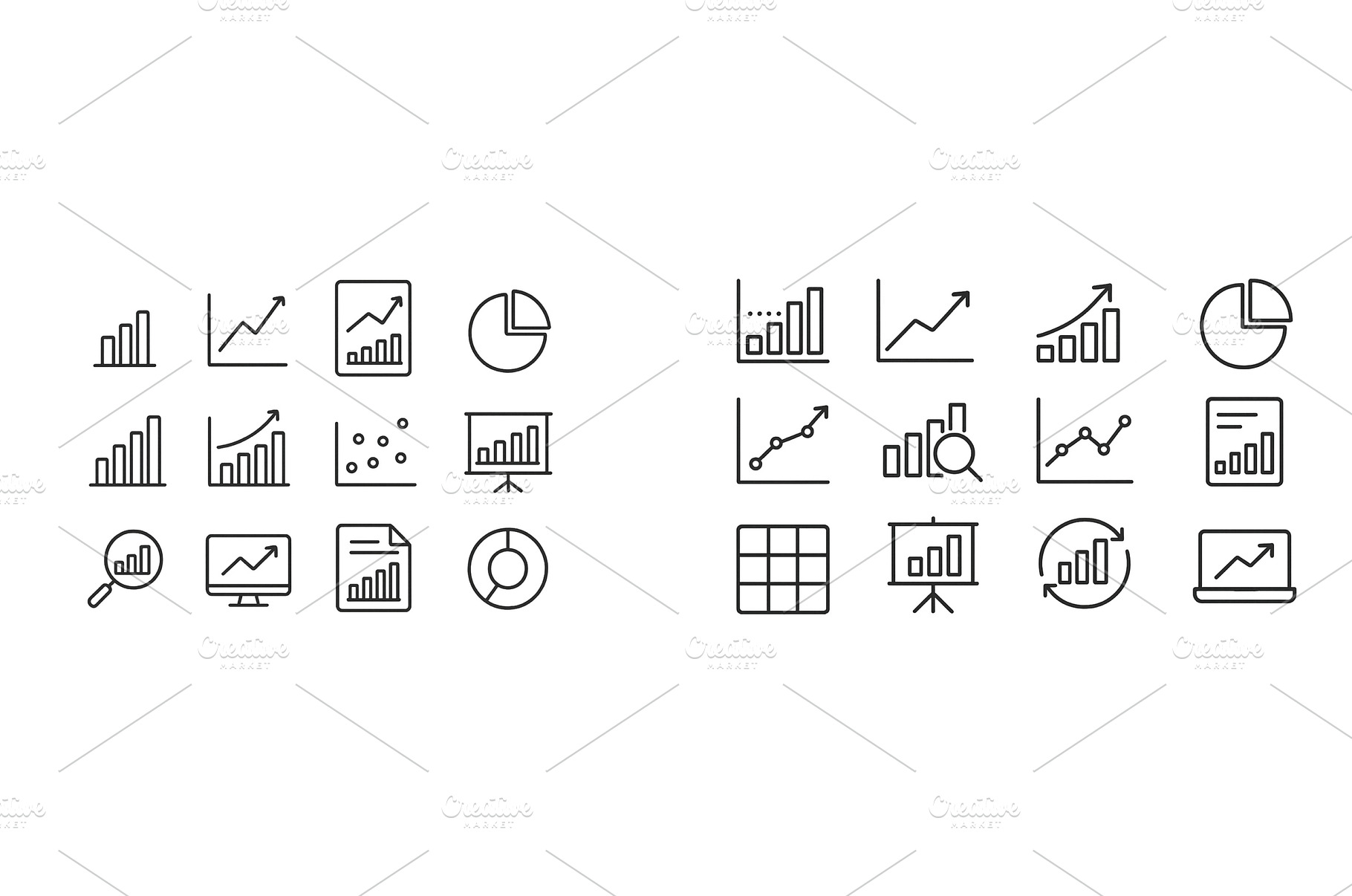 Various line and bar chart icons, a Business Photo by ZinetroN