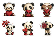 Quirky Valentines Panda Clipart, an Illustration by Dream Creation (Thumbnail 4 of 7)
