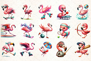 Cute Cartoon Sporty Flamingos, an Illustration by DreamCafeArt (Thumbnail 2 of 5)