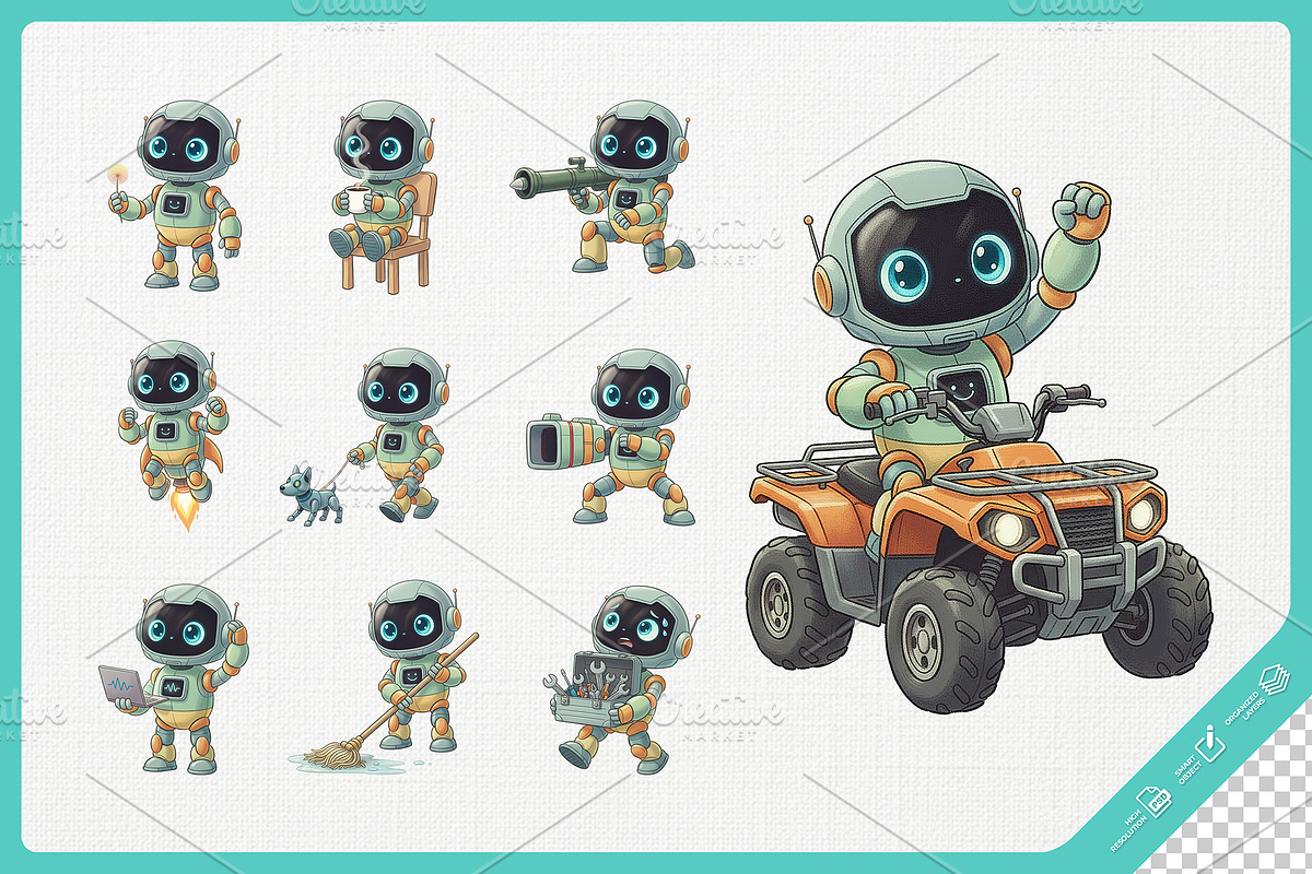 Adorable Robot Kids Cartoon, a Technology Illustration by Gohsantosa (Photo 2 of 4)