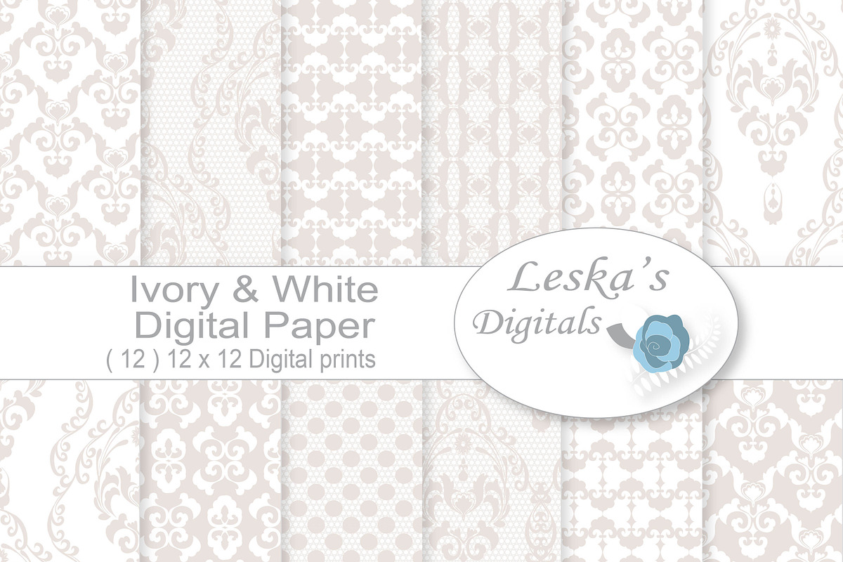 White Wedding Digital Paper - Lace, a Texture Graphic by Leska's Digitals (Photo 1 of 2)