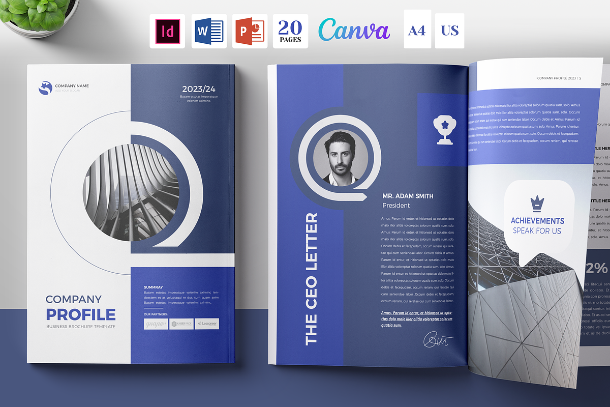 Canva Company Profile, Docx |PPT| ID, a Brochure Template by Template Zone (Photo 1 of 12)