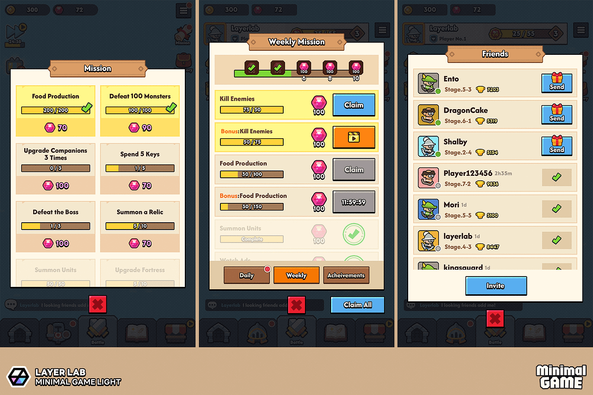 GUI Pro - Minimal Game Light, an UI Kit Template by LAYERLAB (Photo 37 of 51)