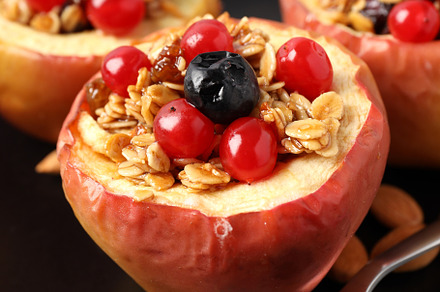 Concept of tasty food with baked apples, close up, a Food & Drink Photo by AtlasStudio PRO