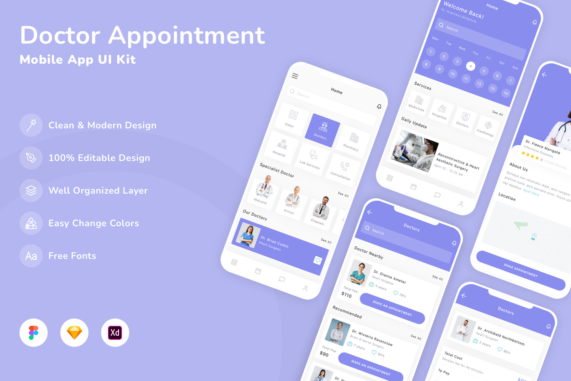Doctor Appointment Mobile App UI Kit, an UI Kit Template by Betush