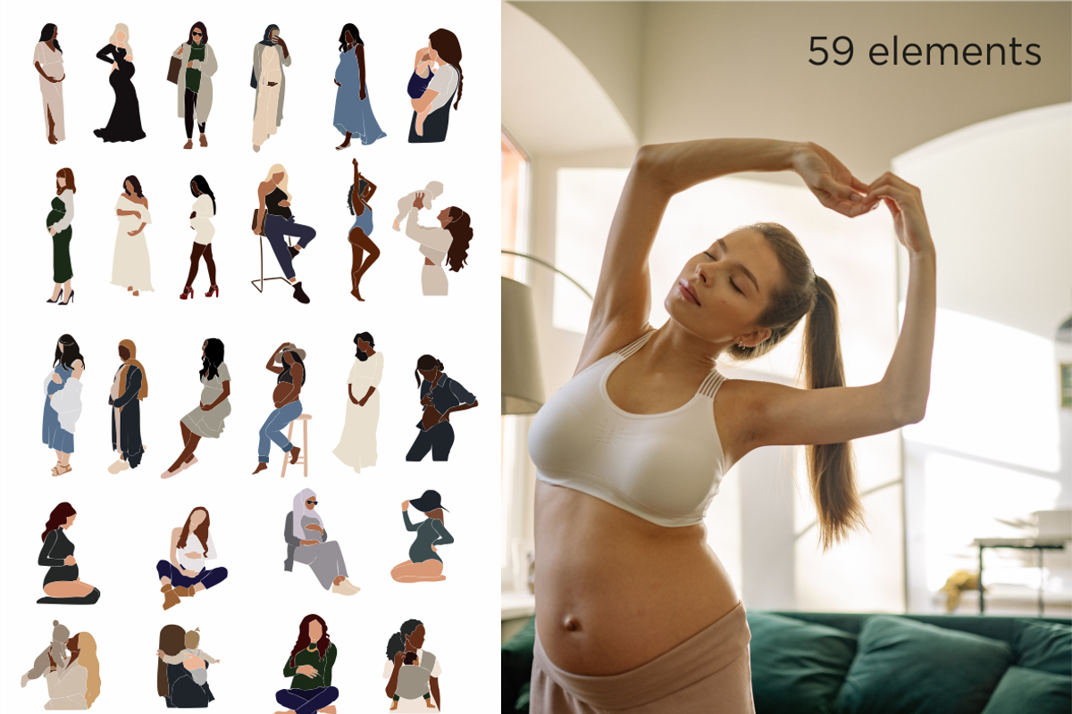 Abstract portraits of pregnant women, a Decorative Illustration by Yana_mide (Photo 2 of 8)