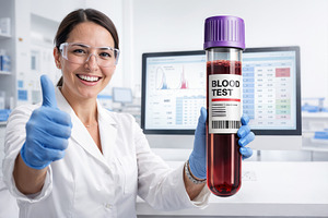 Woman Doctor in laboratory showing a, a Health & Medical Photo by angellodeco