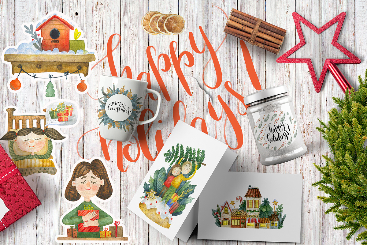 Merry Christmas - Watercolor Set, a Decorative Illustration by annasokol_ (Photo 8 of 10)
