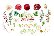 Watercolor Flowers-Christmas Wreath, an Illustration by Feather Grace Designs (Thumbnail 5 of 6)