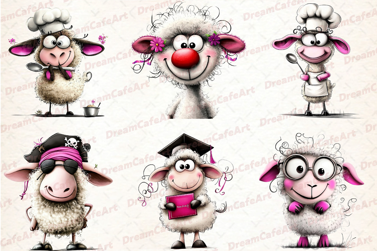 Quirky Sheep Clipart, an Illustration by DreamCafeArt (Photo 8 of 8)