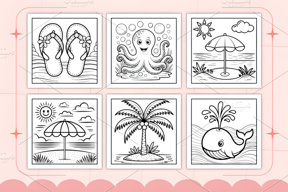 Bold and Easy Summer Coloring Book, a Seasonal Illustration by Ink Gallery (Photo 2 of 4)