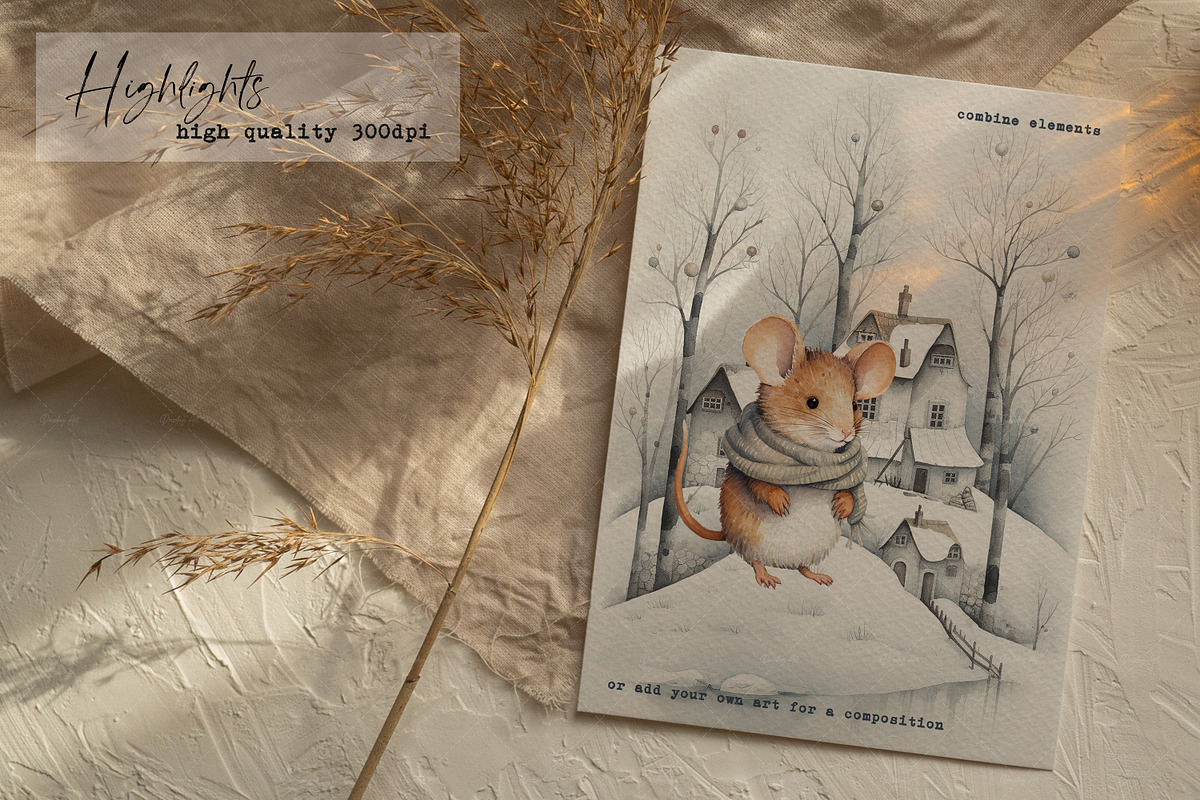 Winter Mouse Whimsy, an Animal Illustration by Dazzling Art Boutique (Photo 5 of 12)