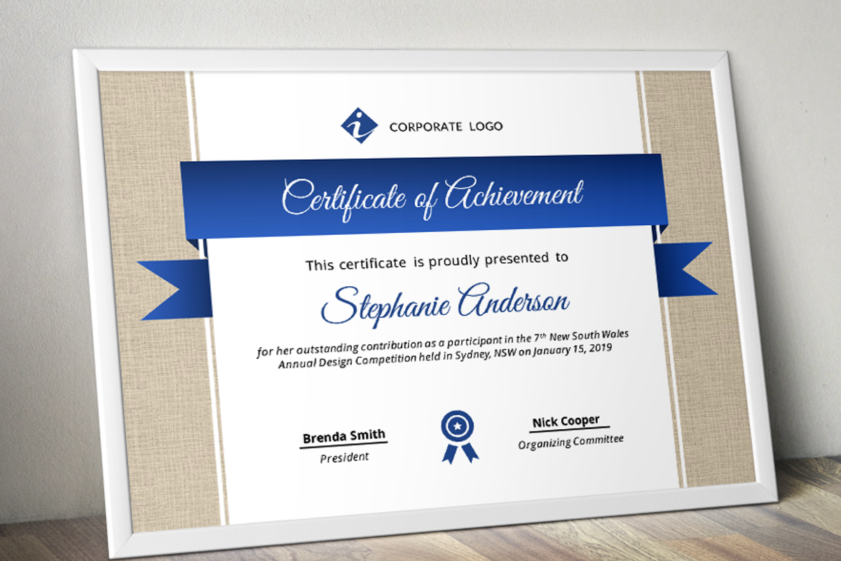 Burlap certificate template (pptx), a Stationery Template by Inkpower (Photo 2 of 6)