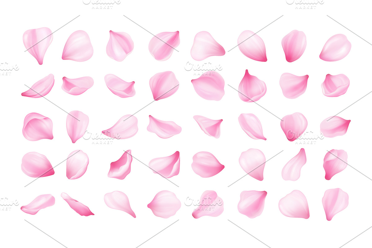 Pink sakura petal collection set, an Object Illustration by Yayasya (Photo 1 of 3)