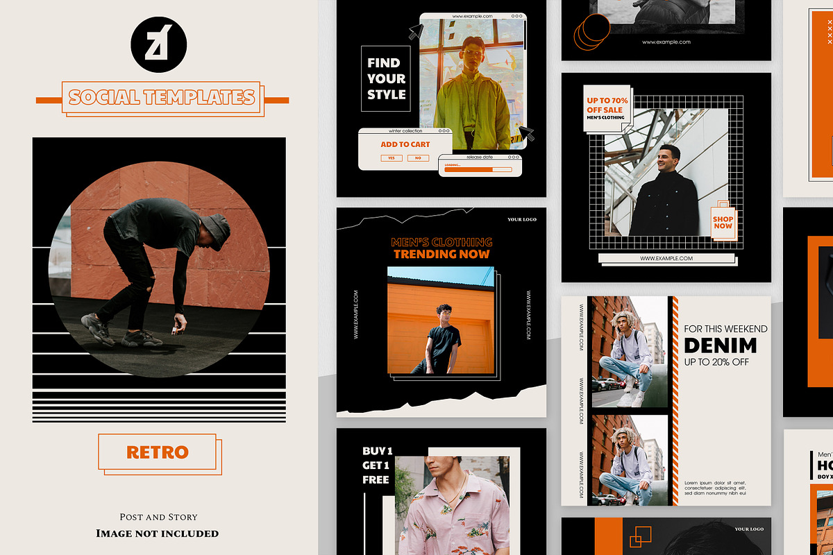 Retro Social media template, a Social Media Template by Chanut is industries (Photo 1 of 8)