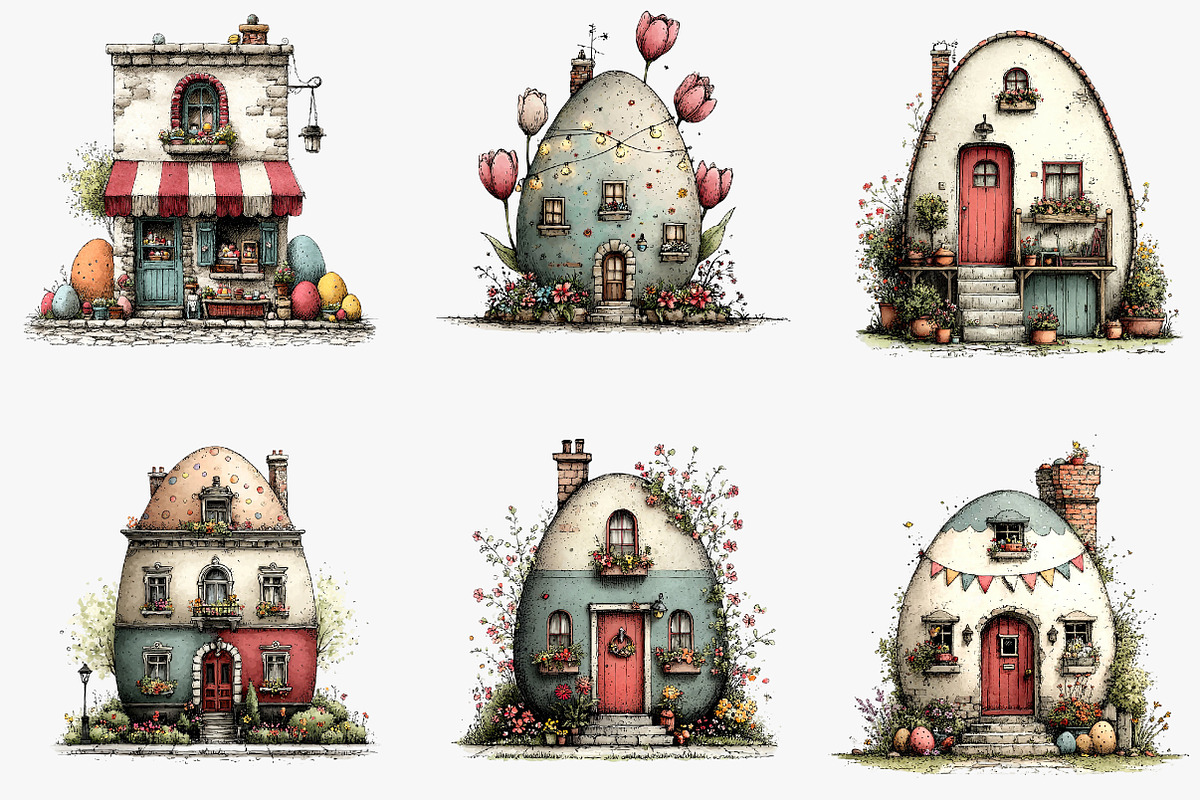 Watercolor Easter Egg House Clipart, an Illustration by CreationArt (Photo 3 of 5)