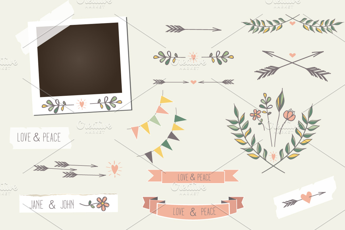 Vintage photo frame elements, an Illustration by SmartDesign
