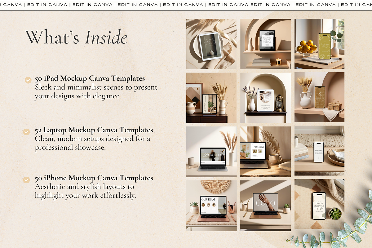 iPhone, iPad, Laptop Canva Mockups, a Mac Mockup by Matisse Studio (Photo 2 of 10)