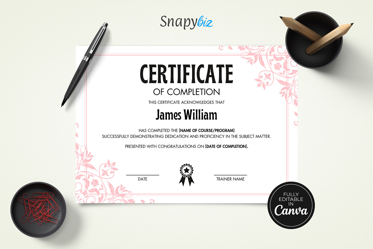 Certificate of Completion Template, a Print Template by Snapybiz (Photo 19 of 20)