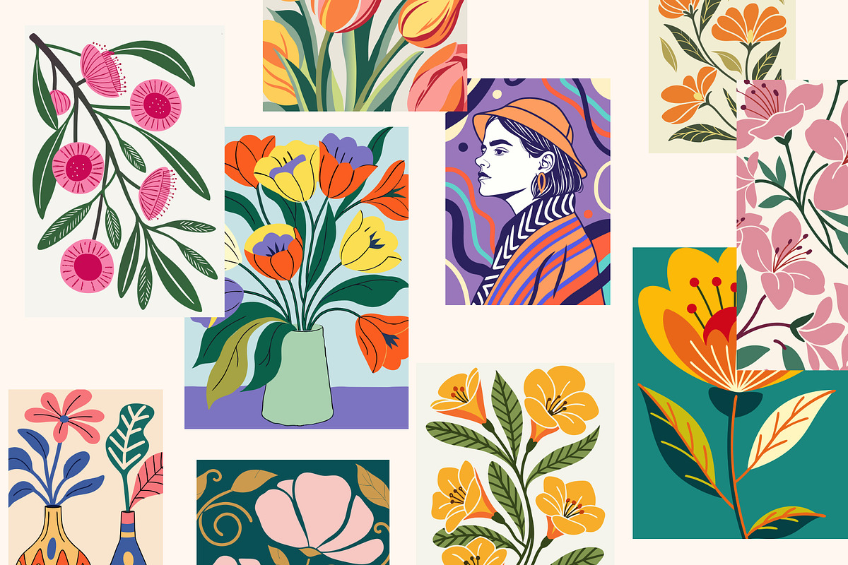 Abstract Flower Prints Set, a Wallpaper Graphic by Helospace (Photo 8 of 10)