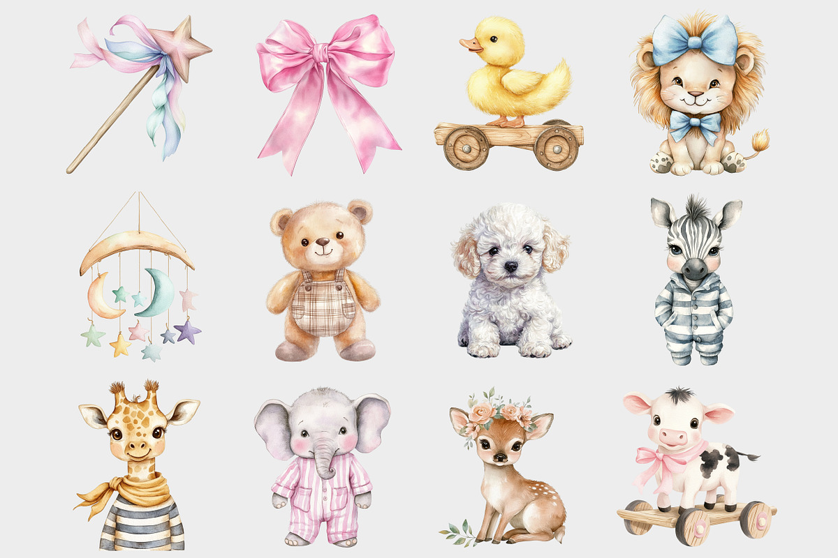 Watercolor Neutral Nursery Clipart, a Seasonal Illustration by Design Market (Photo 2 of 5)