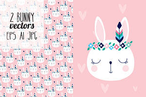 2 bunny animal vectors