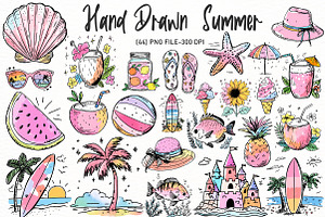 Hand Drawn Summer clipart, an Illustration by Designworld