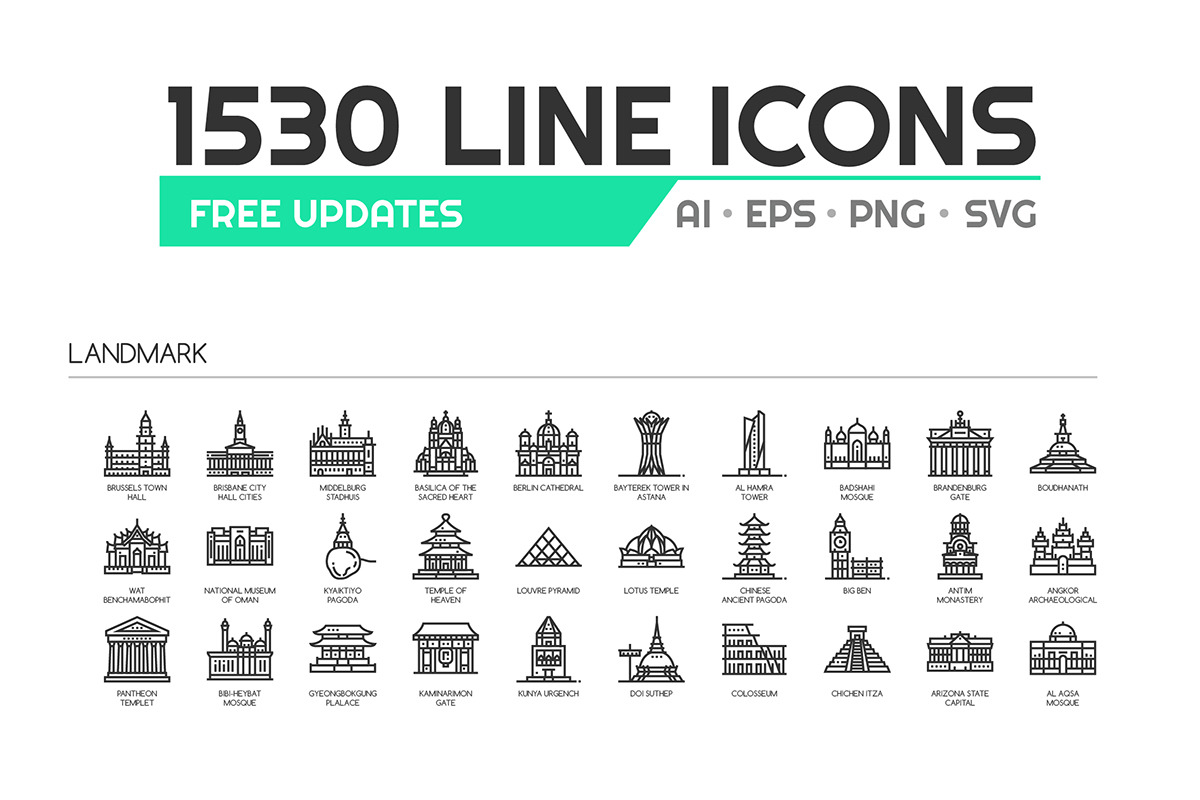 1530 UNIQUE LINE ICONS, an Outline Icon by eucalyp (Photo 4 of 9)