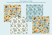 Bees and flowers watercolor clipart, a Seasonal Illustration by Anna Druzhkova (Thumbnail 6 of 17)