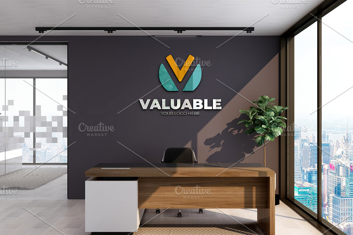 PSD Office Desk Room Wall Mockup, a Product Mockup by Ayy (Photo 16 of 16)