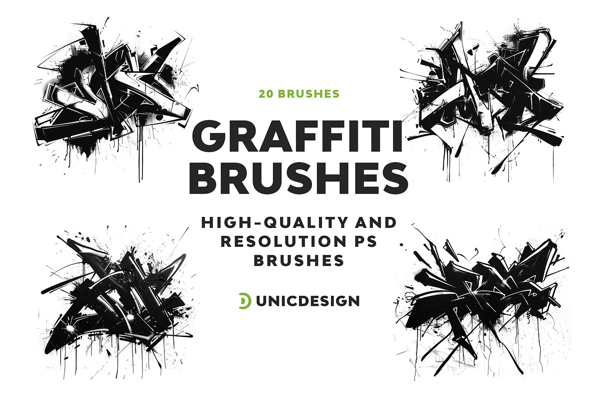 Graffiti Photoshop Brushes, a Brush Add-On by UnicDesign
