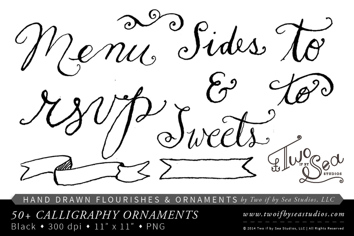 Hand Drawn Calligraphy Ornaments, an Illustration by Two if by Sea Studios (Photo 2 of 5)