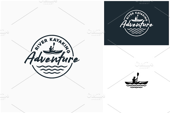 Man on River Canoe Kayak Boat Logo preview 2