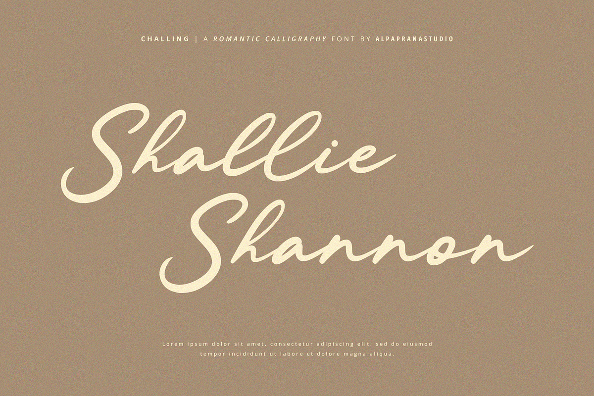 Challing - Romantic Calligraphy Font, a Script Font by Alpaprana (Photo 8 of 12)