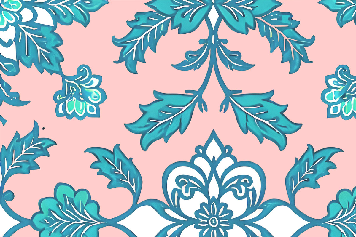 Vintage Teal Blue and Pink Delicate, a Pattern Graphic by Sharon Schwalbe (Photo 2 of 2)