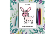 Cute Farm Animals Coloring Pages, an Object Illustration by Annudesign (Thumbnail 7 of 7)