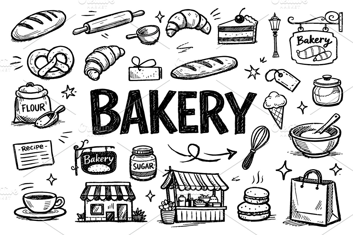 Bakery Doodle Elements Collection, an Object Graphic by VIVAT Design Studio (Photo 1 of 4)
