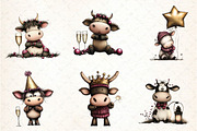 Watercolor New Year Cow Clipart, an Illustration by DreamCafeArt (Thumbnail 3 of 6)