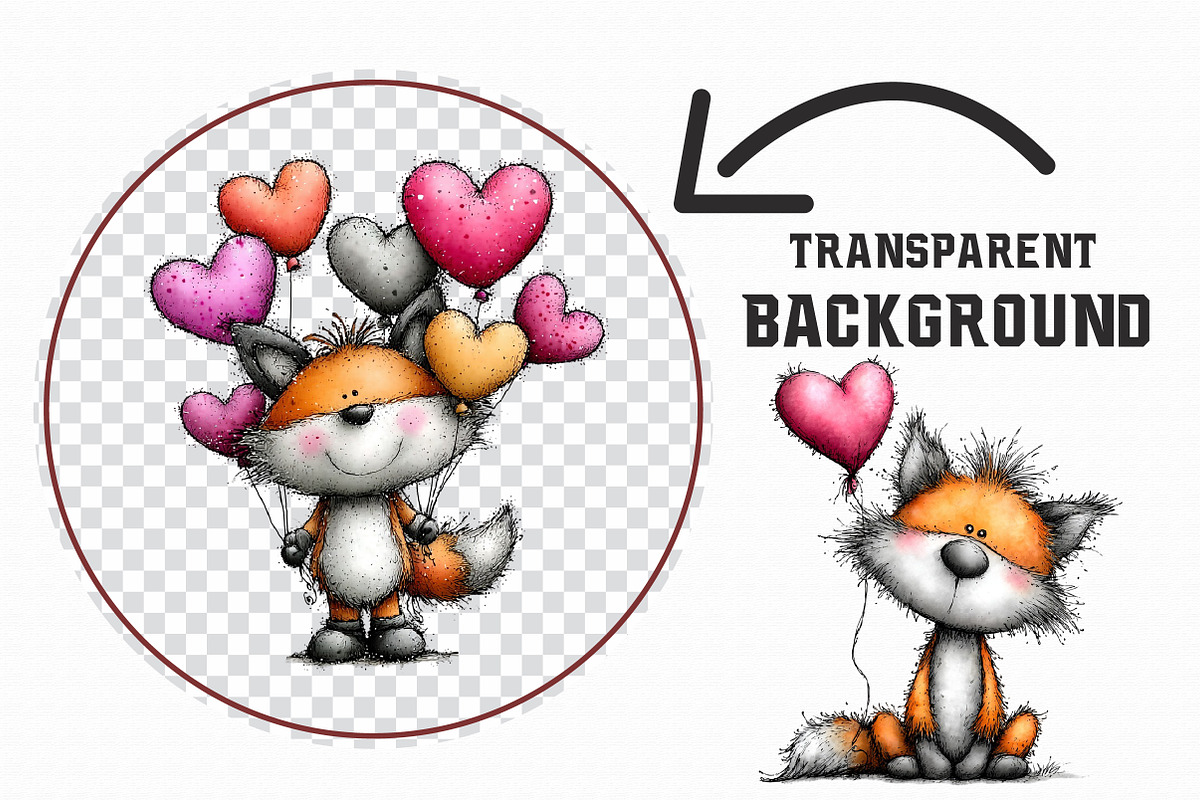 Cute Valentine Fox With Balloons PNG, an Illustration by Libby Wishes (Photo 4 of 6)