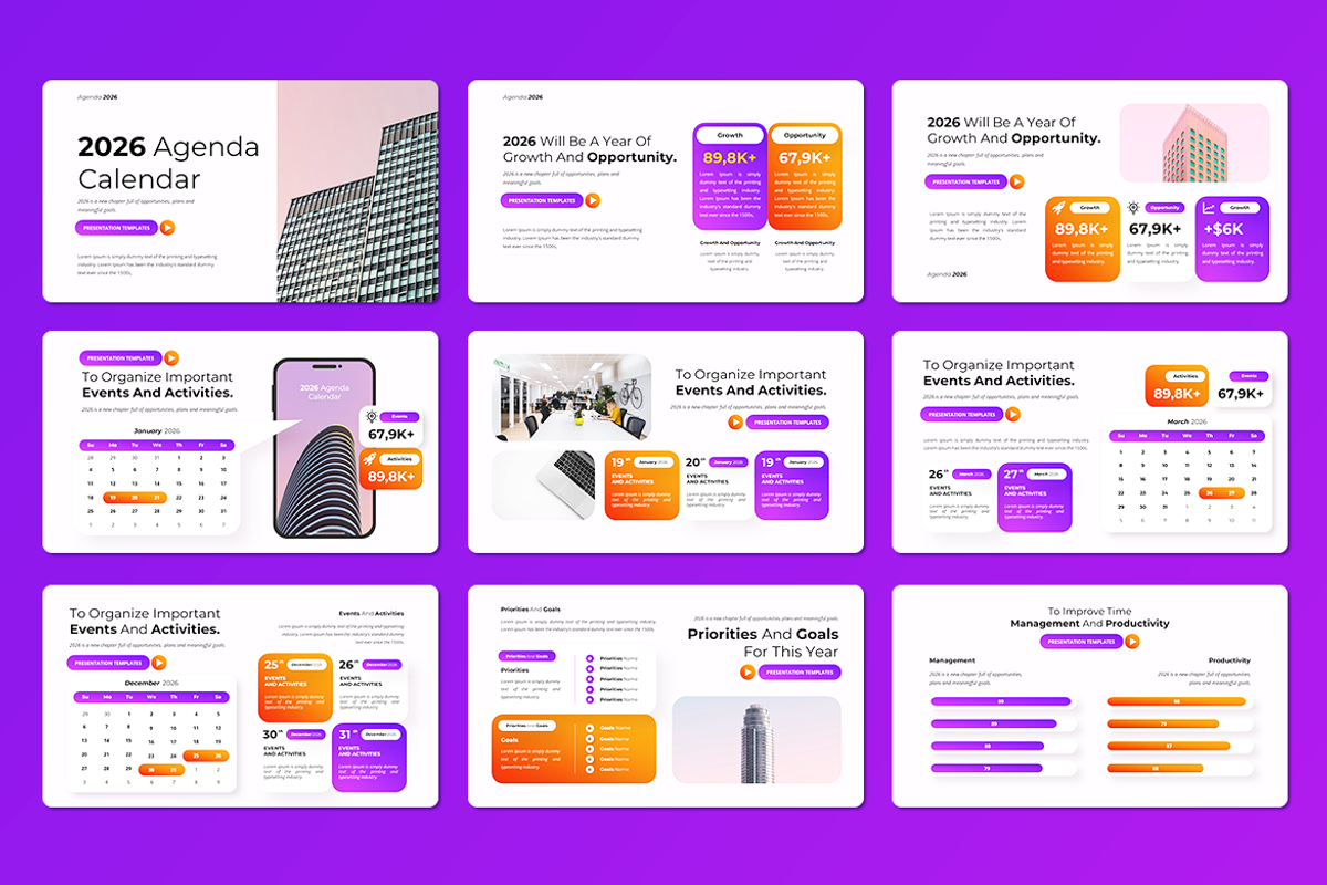 2026 Agenda Calendar - PowerPoint, a Presentation Template by QR Design Studio (Photo 2 of 3)