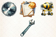 Watercolor Construction Clipart, an Illustration by Libby Wishes (Thumbnail 5 of 7)