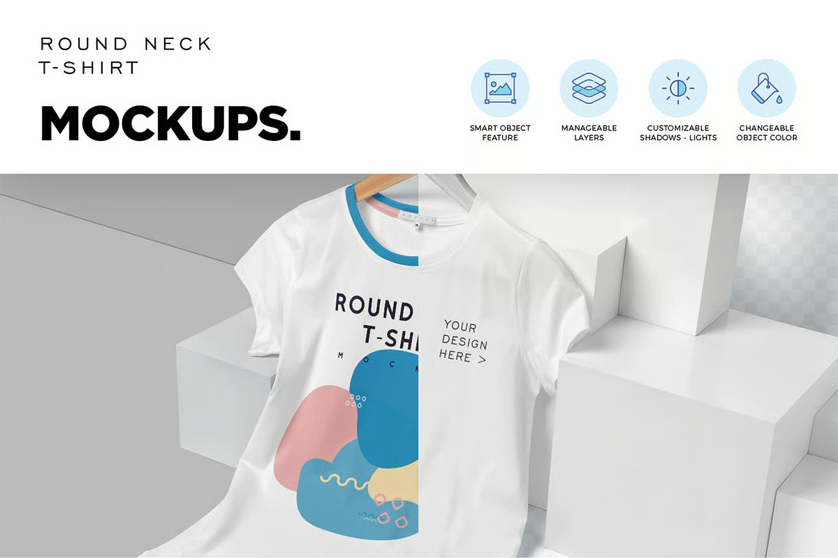 Round Neck Half Sleeve TShirt Mockup, a Shirt Mockup by megostudi0 (Photo 3 of 7)