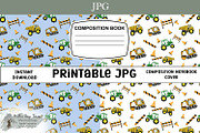 Construction Trucks Notebook Cover, an Object Illustration by Willow Paige Farms (Thumbnail 1 of 6)