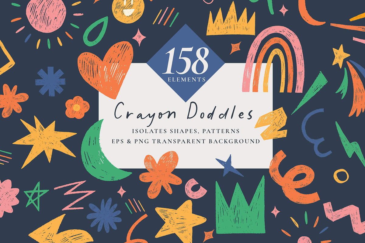 Playful Crayon Doodles Clipart, a Graphic by Paper Flowers Studio (Photo 1 of 6)