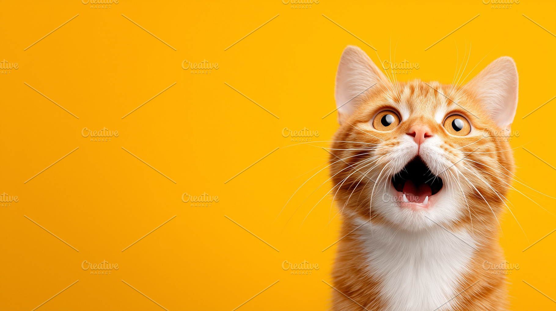 Surprised orange tabby cat with open, an Animal Photo by MistyDay