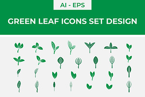 Green Leaf Icons Set