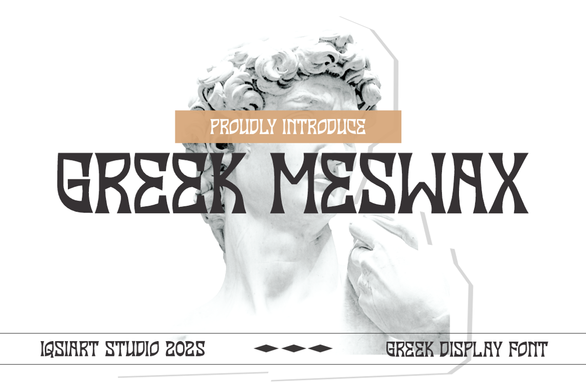 Greek Meswax - Typeface Font, a Sans Serif Font by Iqsiart Studio (Photo 1 of 6)