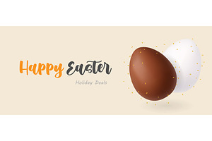 Happy Easter holiday banner with, an Object Illustration by GraphiShop