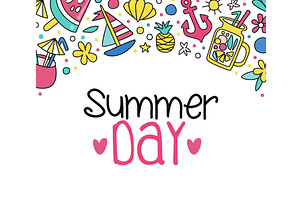 Colorful Summer Vacation Card, an Object Illustration by TopVectors